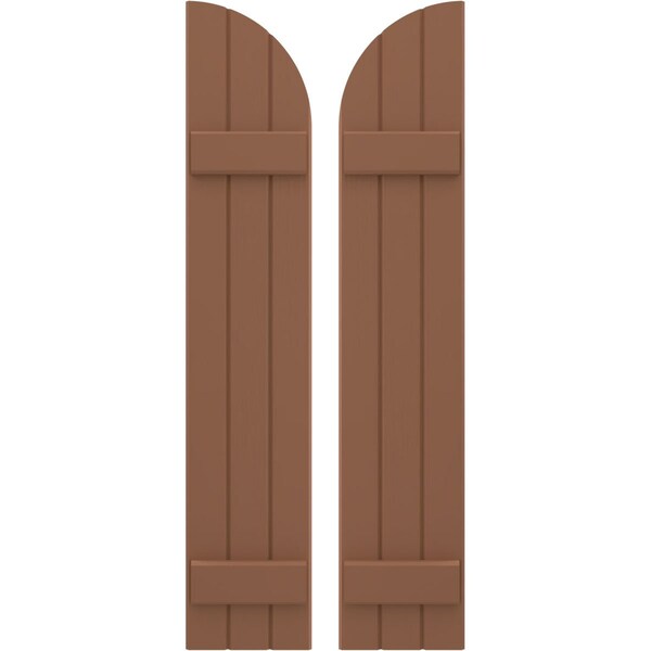 Ekena Millwork Americraft 3-Board (2 Batten) Wood Joined Board-n-Batten Shutters w/ Arch Top, ARW101BQ311X77BTH, PR ARW101BQ311X77BTH - main